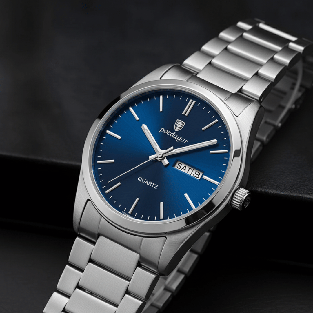 Relógio Masculino Belmonte de luxo no pulso, estilo sofisticado, acabamento em aço, visual elegante