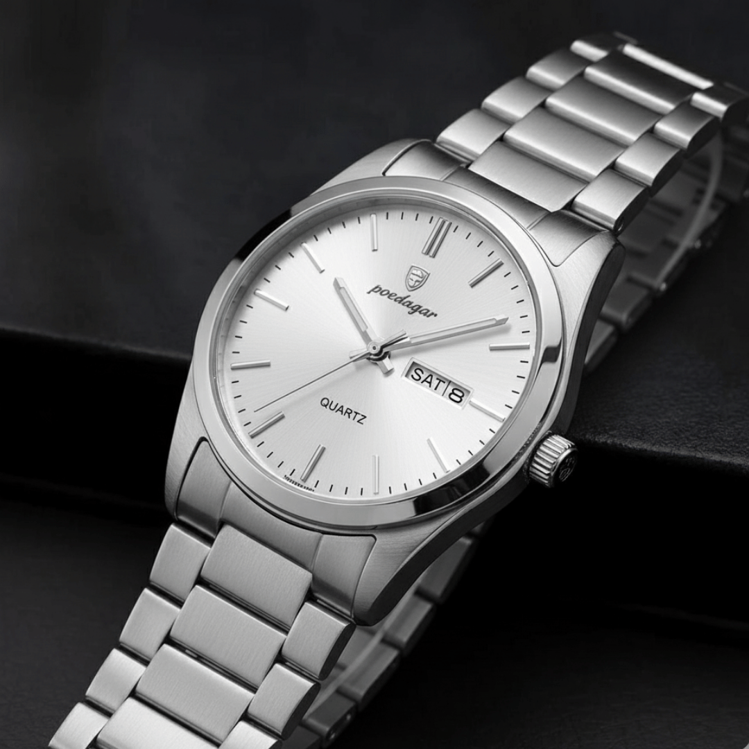 Relógio Masculino Belmonte de luxo no pulso, estilo sofisticado, acabamento em aço, visual elegante