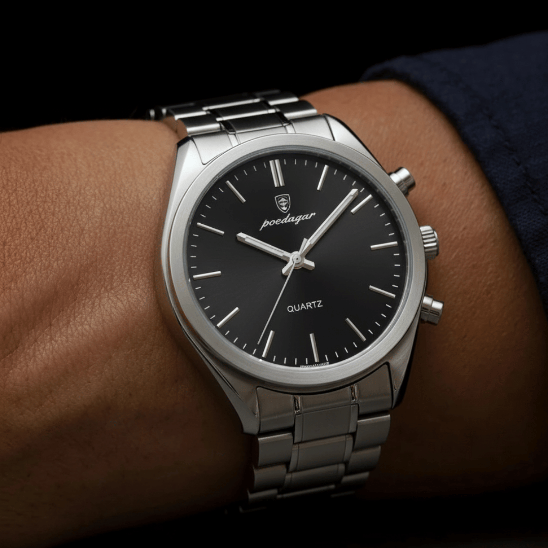 Relógio Masculino Belmonte de luxo no pulso, estilo sofisticado, acabamento em aço, visual elegante