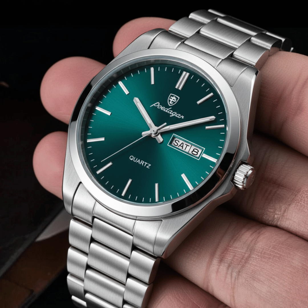 Relógio Masculino Belmonte de luxo no pulso, estilo sofisticado, acabamento em aço, visual elegante