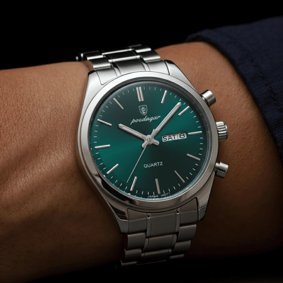 Relógio Masculino Belmonte de luxo no pulso, estilo sofisticado, acabamento em aço, visual elegante