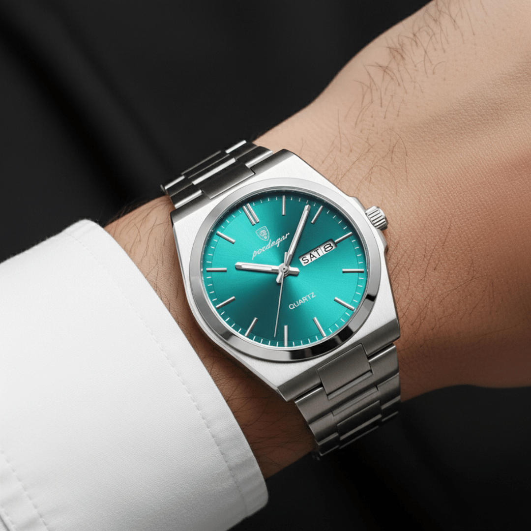 Relógio Masculino Belmonte de luxo no pulso, estilo sofisticado, acabamento em aço, visual elegante