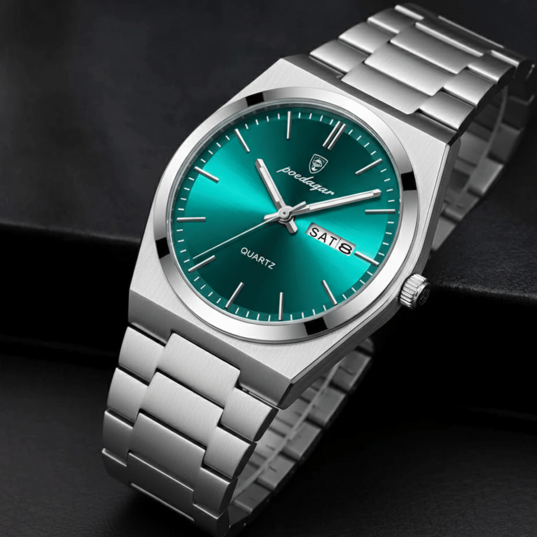 Relógio Masculino Belmonte de luxo no pulso, estilo sofisticado, acabamento em aço, visual elegante