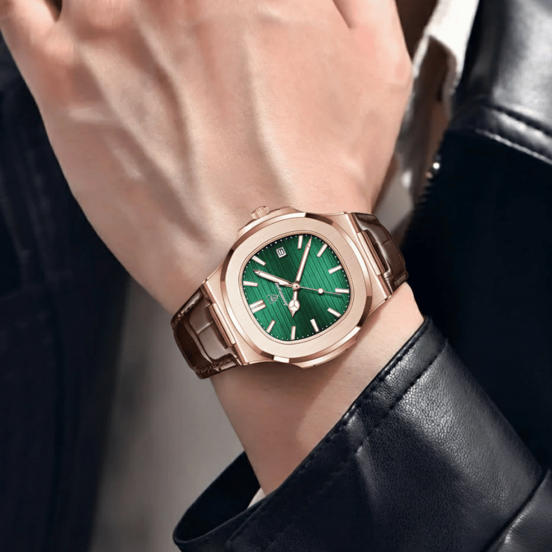 Relógio Masculino Montesier de luxo no pulso, estilo sofisticado, acabamento em aço, visual elegante