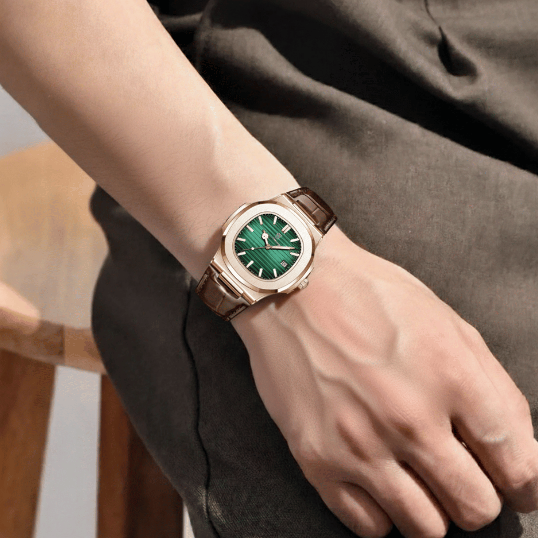 Relógio Masculino Montesier de luxo no pulso, estilo sofisticado, acabamento em aço, visual elegante