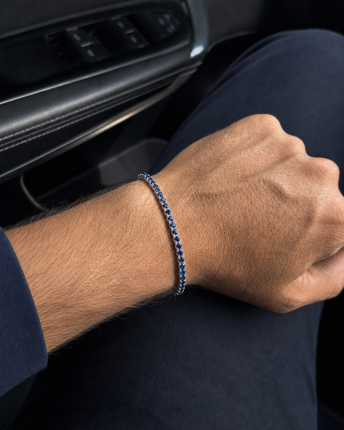 Pulseira Riviera Azurion Prata 925 em uso no pulso masculino