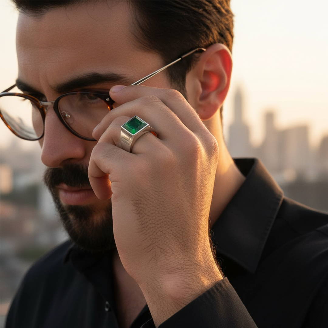 Anel Masculino Emerald Prata 925 foto 5 da Nomar Belmonte