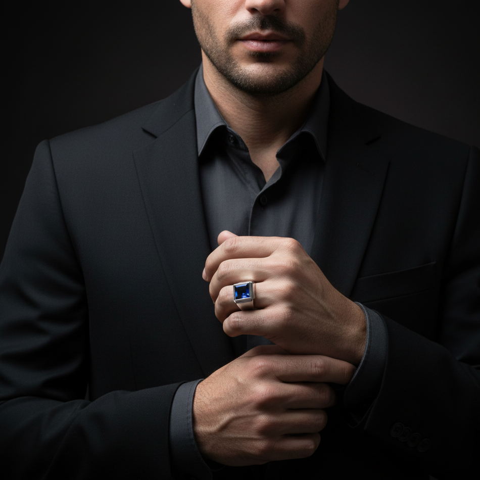 Anel-Masculino-de-Prata-Sapphire
