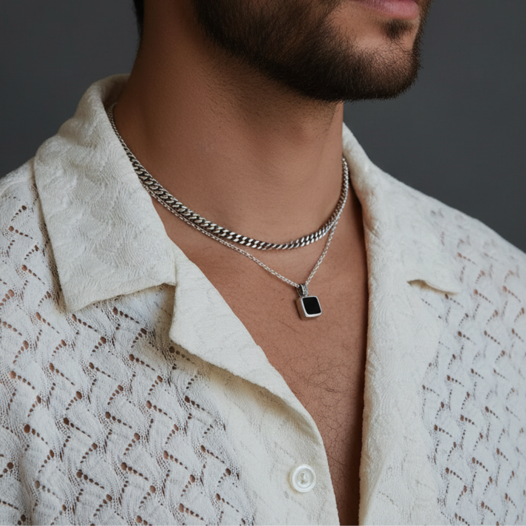 Colar Masculino de Prata Crimson variação vermelho da Nomar Belmonte