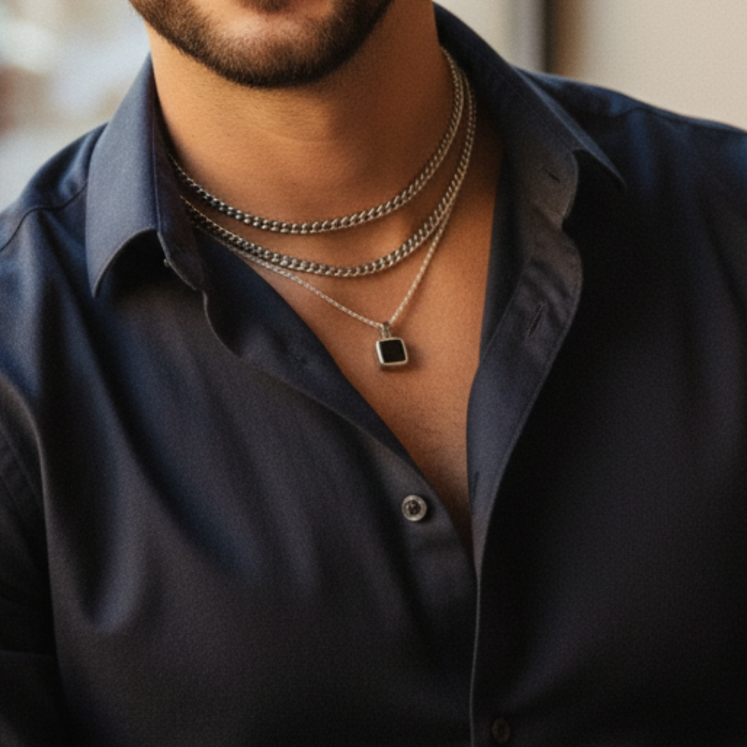 Colar Masculino de Prata Crimson variação vermelho da Nomar Belmonte