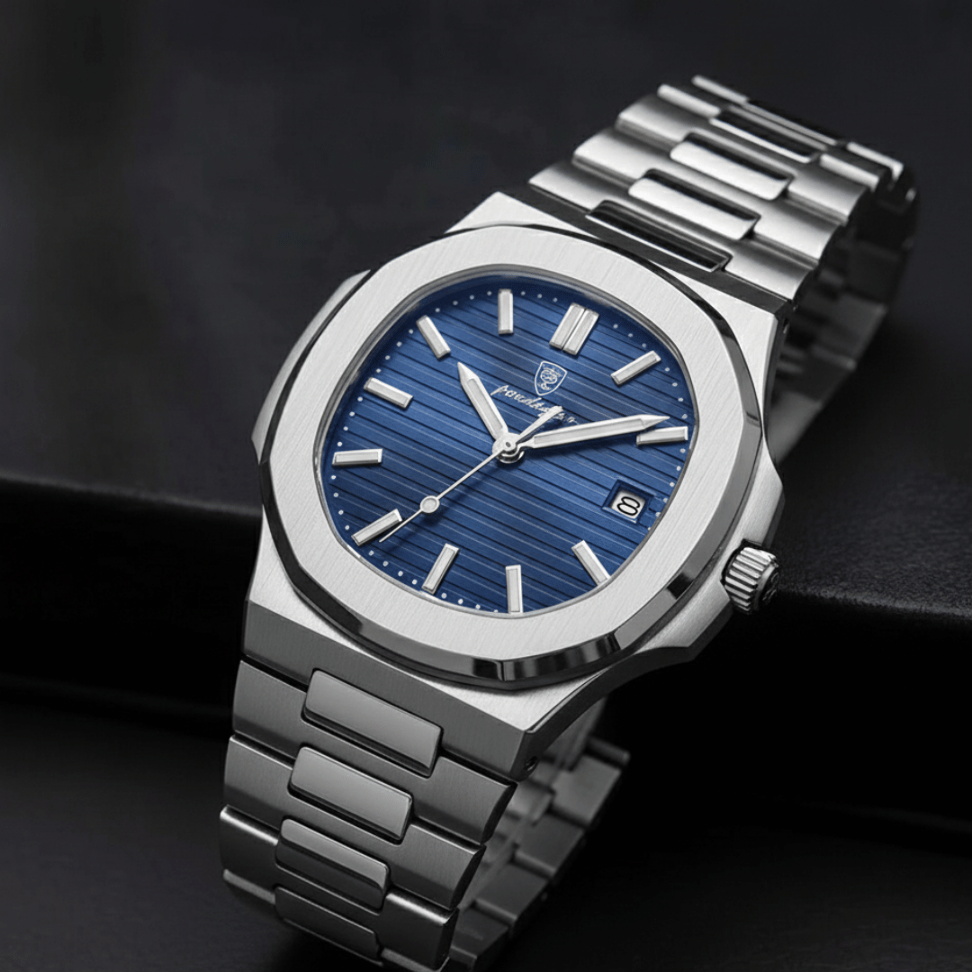 Relógio Masculino Montevero de luxo no pulso, estilo sofisticado, acabamento em aço, visual elegante