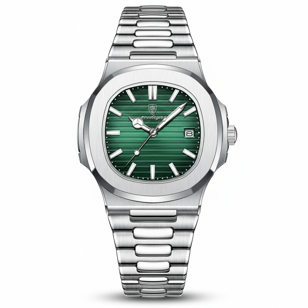 Relógio Masculino Montevero  em aço com acabamento premium, fotografado em fundo branco, alta qualidade de detalhe