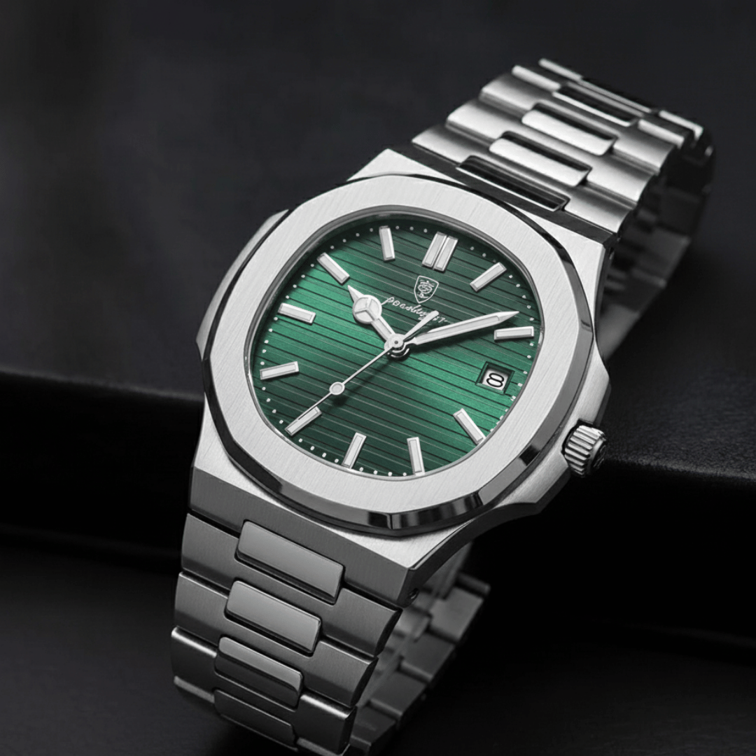 Relógio Masculino Montevero de luxo no pulso, estilo sofisticado, acabamento em aço, visual elegante