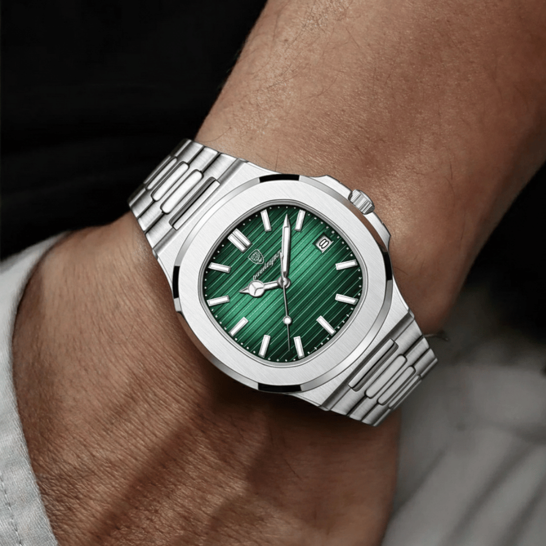 Relógio Masculino Montevero de luxo no pulso, estilo sofisticado, acabamento em aço, visual elegante