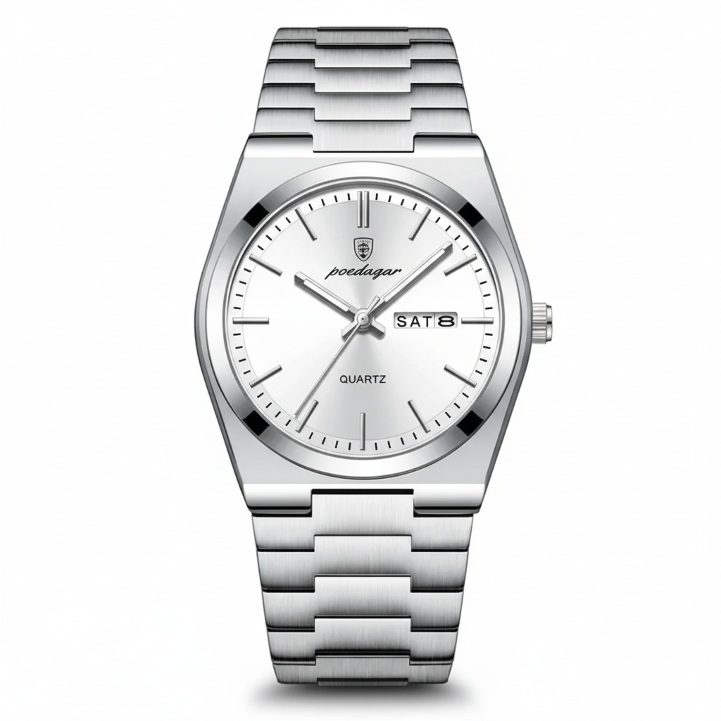 Relógio Masculino Belmonte em aço com acabamento premium, fotografado em fundo branco, alta qualidade de detalhe