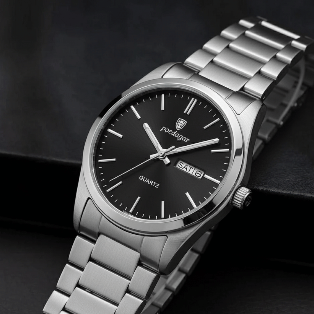 Relógio Masculino Belmonte de luxo no pulso, estilo sofisticado, acabamento em aço, visual elegante