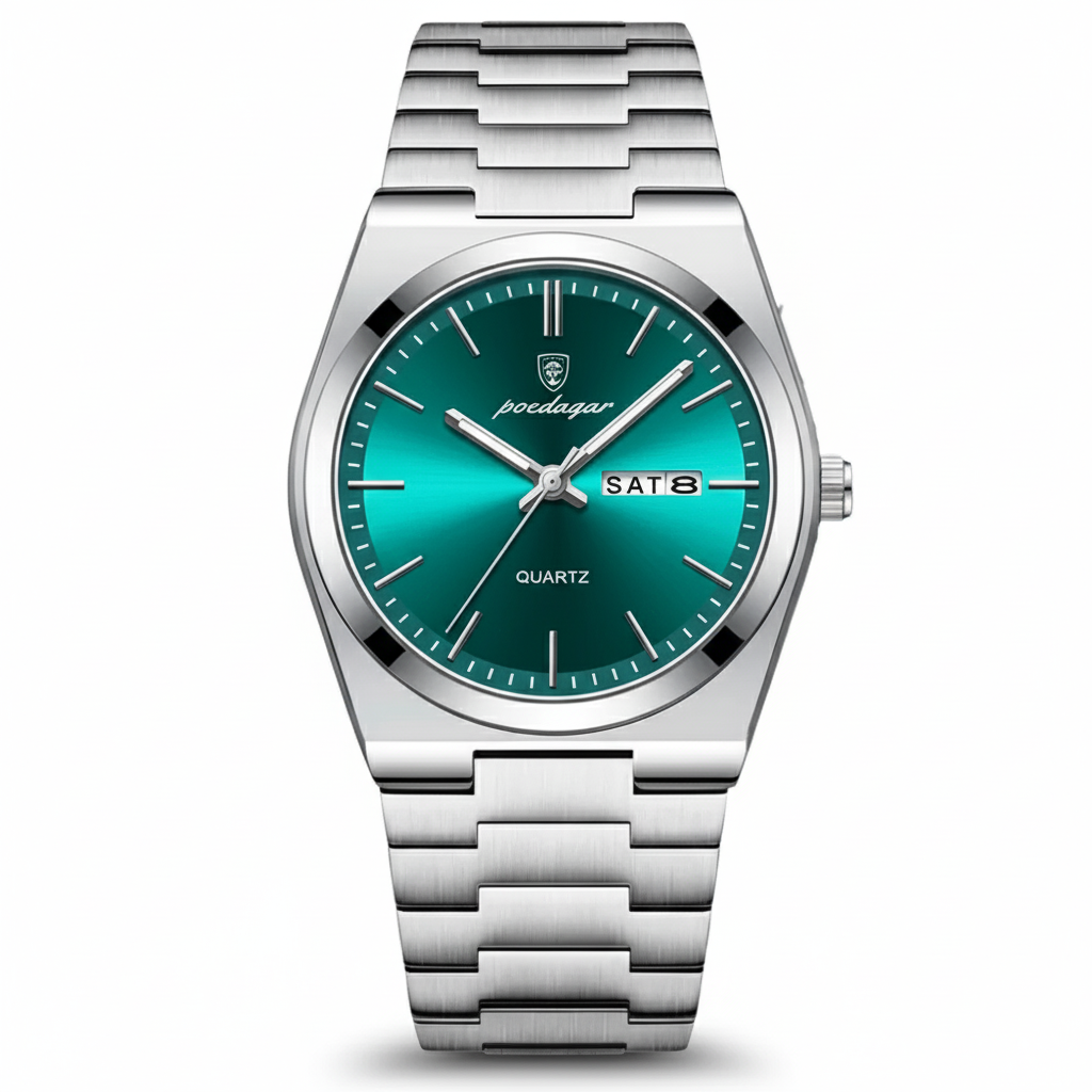 Relógio Masculino Belmonte em aço com acabamento premium, fotografado em fundo branco, alta qualidade de detalhe