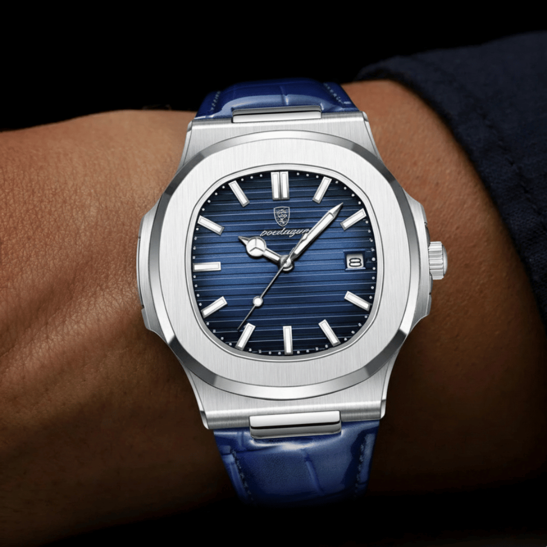 Relógio Masculino Montesier de luxo no pulso, estilo sofisticado, acabamento em aço, visual elegante