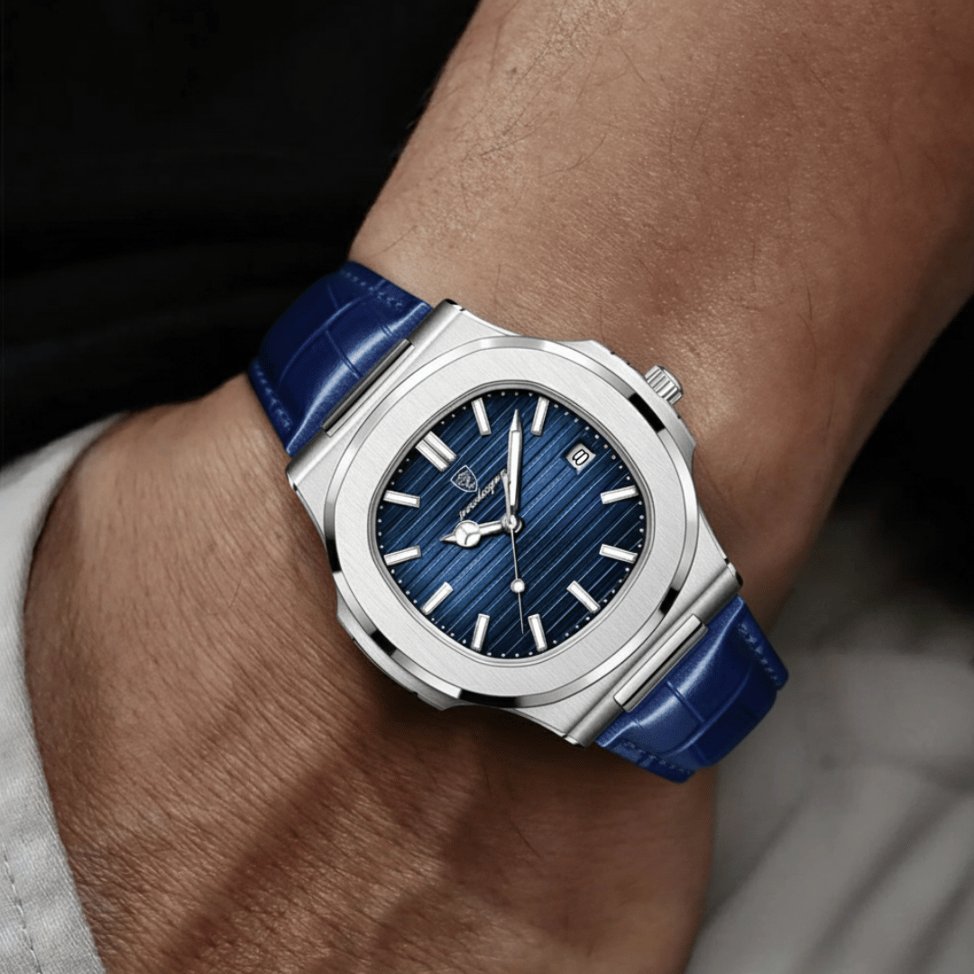 Relógio Masculino Montesier de luxo no pulso, estilo sofisticado, acabamento em aço, visual elegante