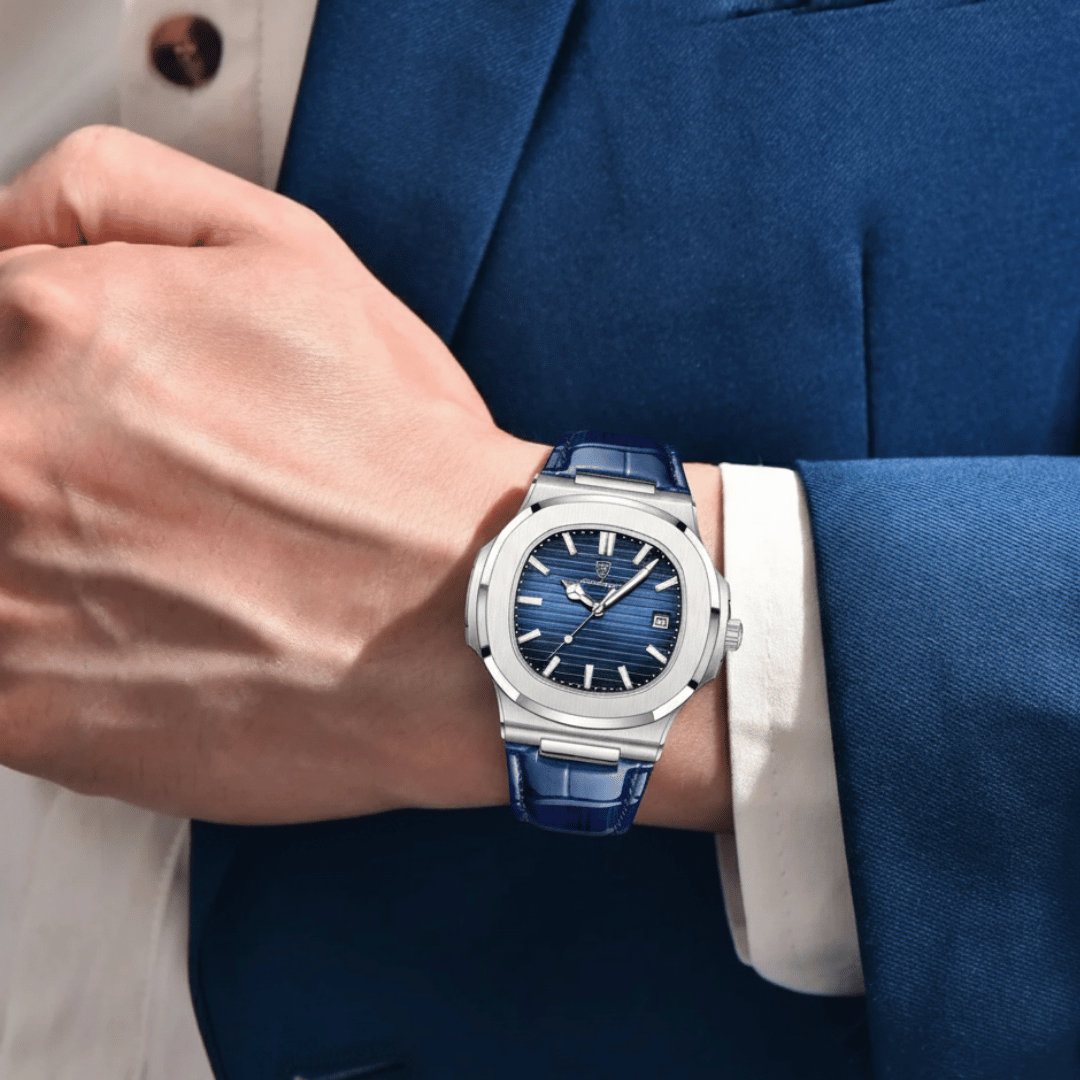 Relógio Masculino Montesier de luxo no pulso, estilo sofisticado, acabamento em aço, visual elegante