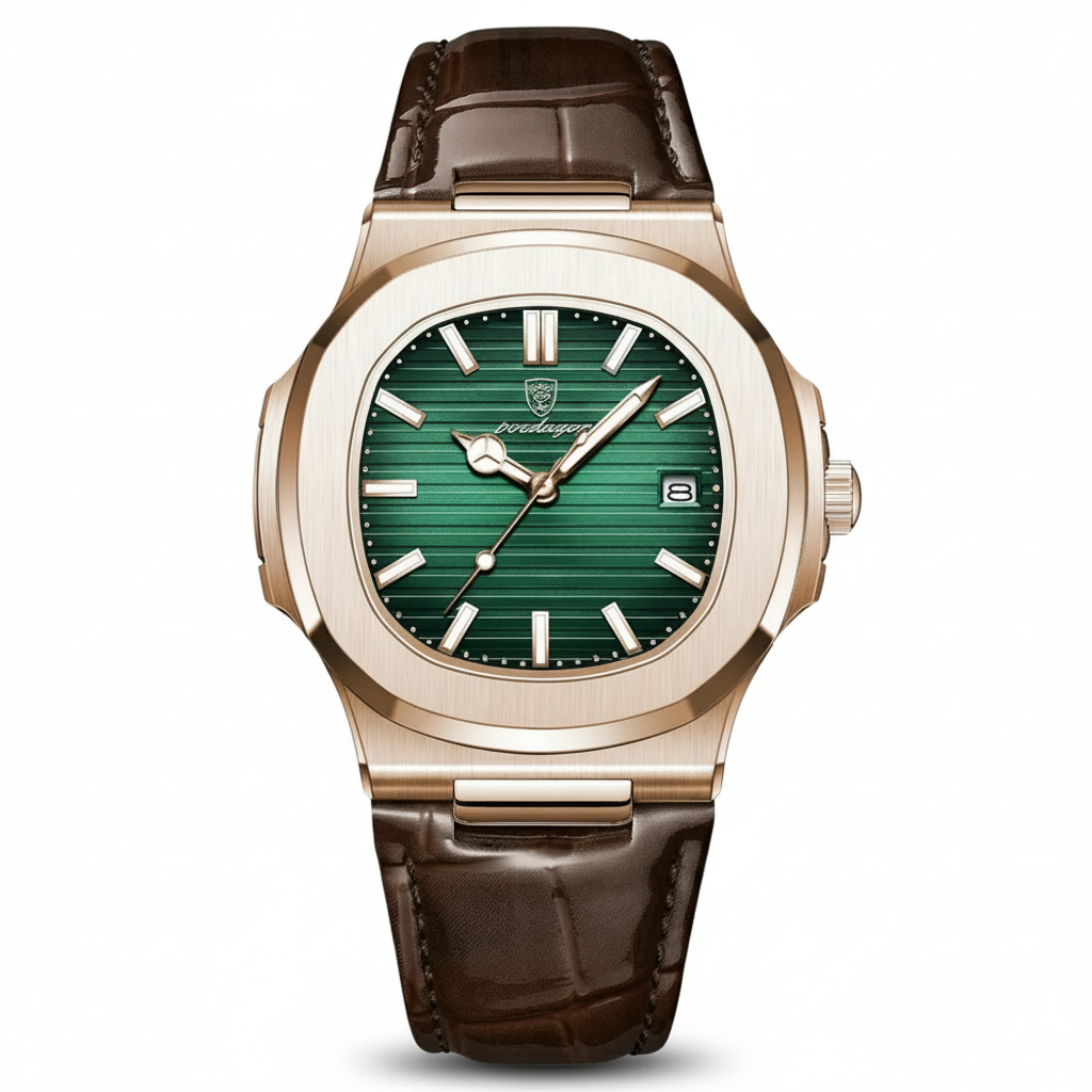 Relógio Masculino Montesier em couro com acabamento premium, fotografado em fundo branco, alta qualidade de detalhe