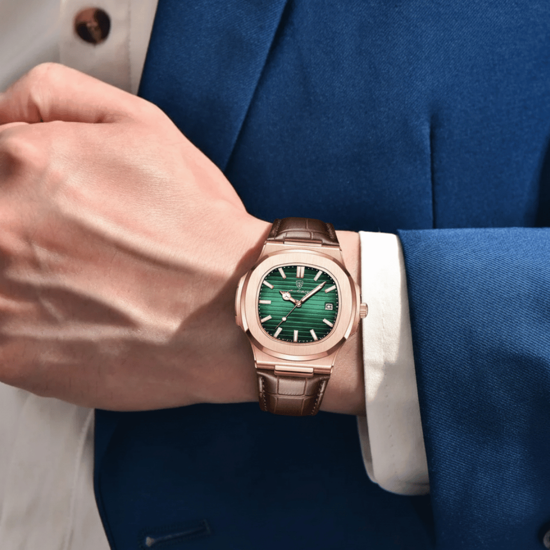 Relógio Masculino Montesier de luxo no pulso, estilo sofisticado, acabamento em aço, visual elegante