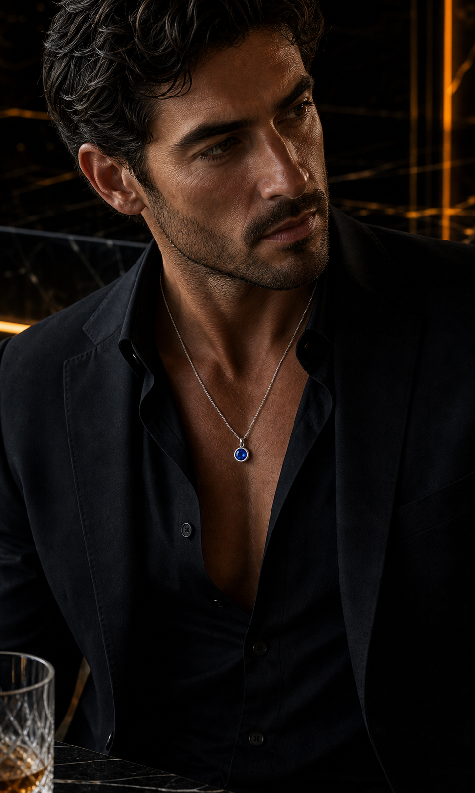 Colar Masculino de Prata Caelum em foto editorial masculina